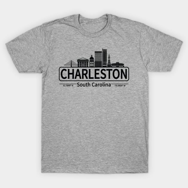 Charleston City Love, Skyline of Charleston South Carolina T-Shirt by TahudesignsAT